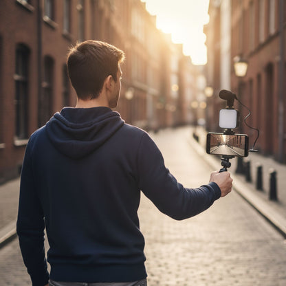 Set grabación móvil 3 en 1 (trípode + micro + luz)