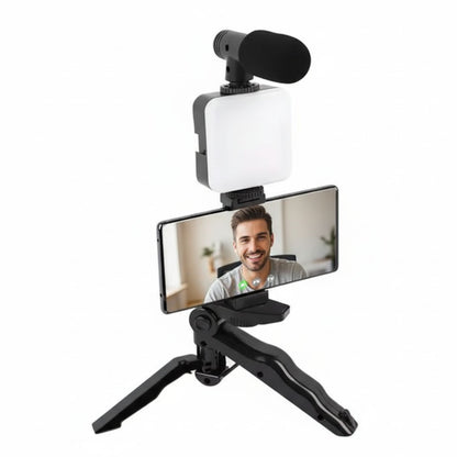 Set grabación móvil 3 en 1 (trípode + micro + luz)